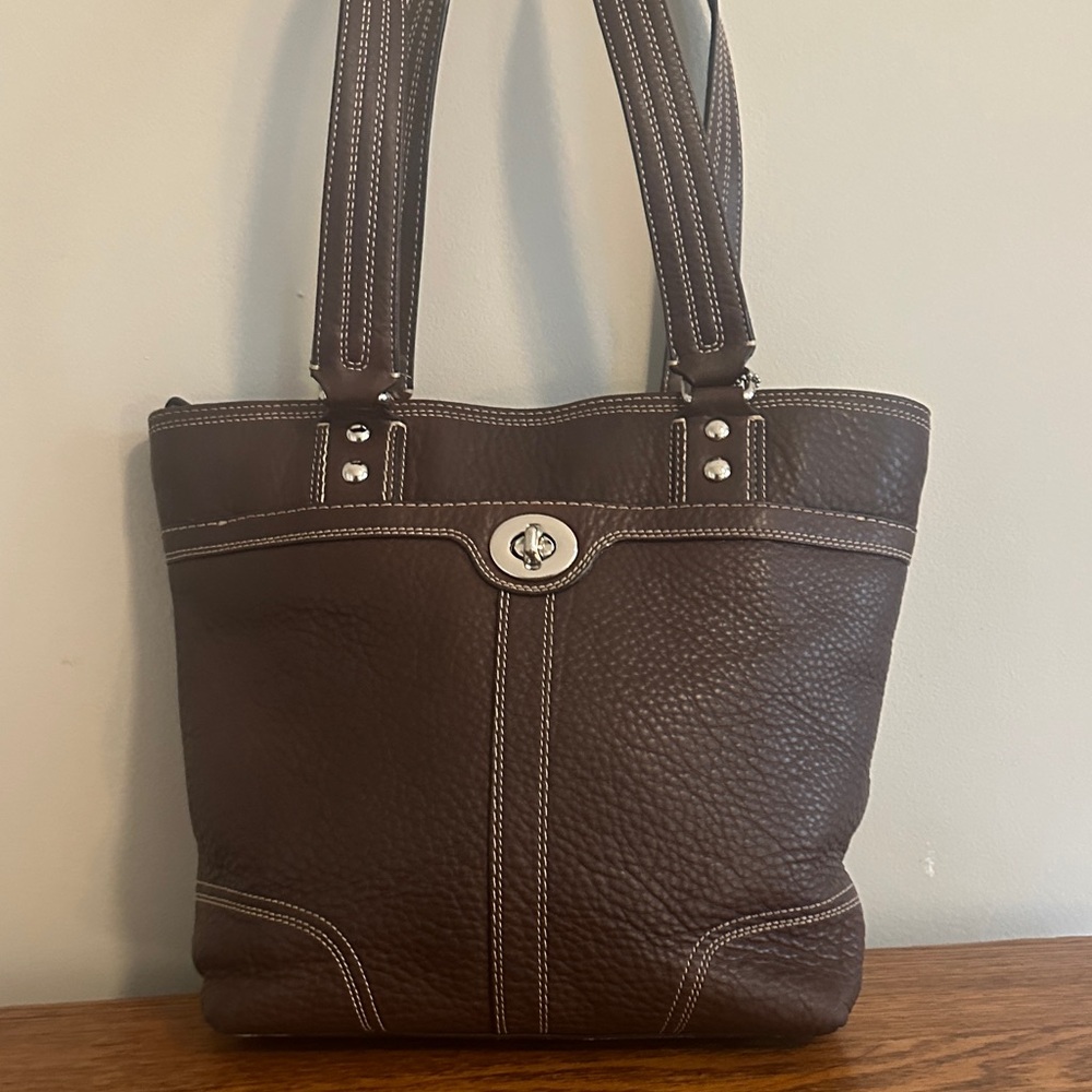 Coach Dark Brown Leather Tote Bag - Picture 2 of 11
